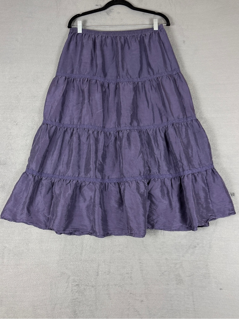 Garnet Hill Lavender Tiered Maxi Skirt